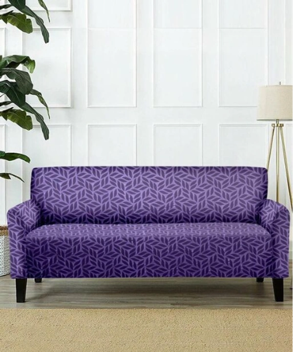 Purple Color Strechable 3d Printed  3 Seater  Slip Sofa Cover - Purple, Polyster, 3d Printed, Multipack 1